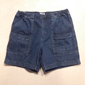 Croft & Barrow Mens Denim Cargo Shorts Blue 36 Elastic Waist Outdoor-Casual